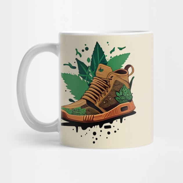 Step Up Your Fashion Game with Greenbubble's Cartoon Style Sneaker with Plant in Brown by Greenbubble